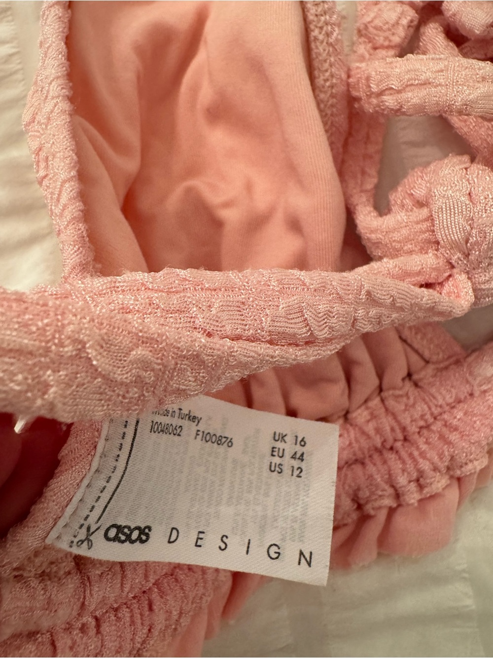ASOS Ruffled Triangle Bikini Top - Pink Size 12 - Picture 6 of 7